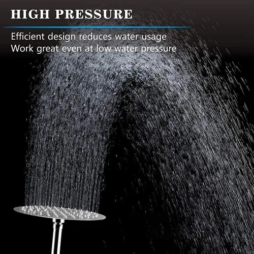 Vista 2 de Voolan Cabezal de ducha de lluvia de 8 pulgadas con brazo de extensión de 11 pulgadas, cabezal de ducha de lluvia hecho de acero inoxidable 304