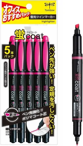 Vista 8 de Tombow Lápiz WA-TC94-10P fluorocoat resaltador, rojo, 10 piezas