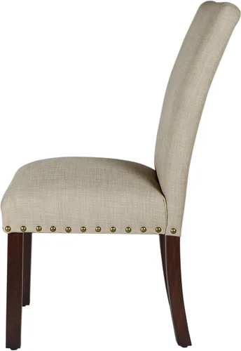 Vista 11 de Homepop Decoración del hogar Sillas de comedor clásicas tapizadas Parsons Juego de 2 sillas de comedor decorativas con ribete de cabeza