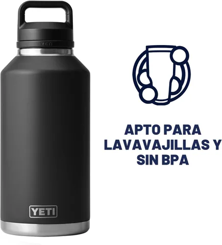 Vista 6 de Yeti Rambler - Botella de 64 onzas, aislada al vacío, de acero inoxidable, con tapa para sorber, color negro.