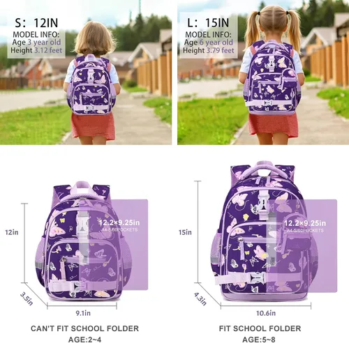 Vista 8 de Mochila 11 para niños y niñas, Mariposa, Compacto