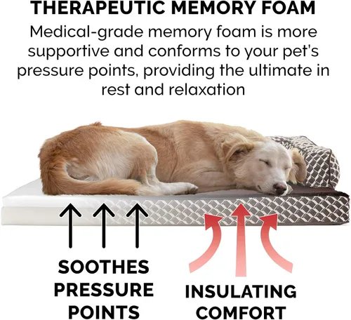 Vista 4 de Furhaven Pet – Sofá de felpa ortopédica para perro, cama con forma de L, tumbona ergonómica con contorno de cuna, cama para perros y gatos, varios