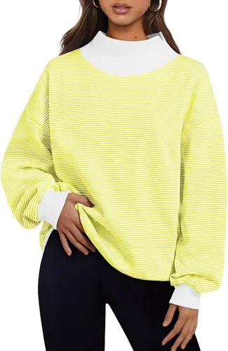 Vista 22 de Trendy Queen Sudaderas de cuello alto para mujer, de gran tamaño, trajes de Verde Armada (ArmyGreen)