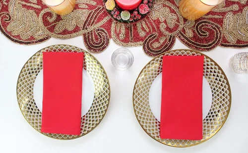Vista 8 de COTTON CRAFT Servilletas rojas de Navidad, paquete de 12 servilletas de Rojo navideño