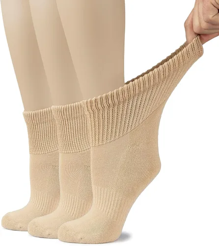 Vista 38 de Hugh Ugoli Calcetines tobilleros de algodón para mujer para diabéticos, anchos, sueltos, elásticos, puntera sin costuras, semiacolchado superior sin