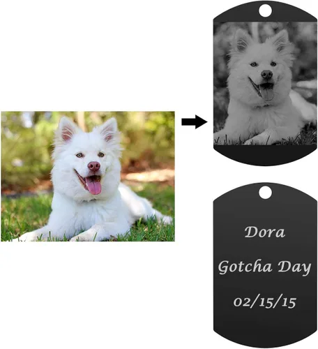 Vista 3 de PiercingJ personalizado foto foto texto grabado acero inoxidable perro etiquetas llavero mensaje personalizado colgante San Valentín Día del Padre