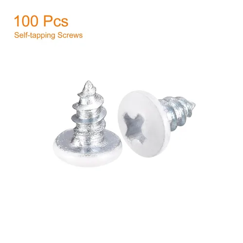 Vista 3 de uxcell Tornillos blancos ST2x6mm Tornillos autorroscantes, 100 tornillos Phillips de cabeza plana para madera para carpintería