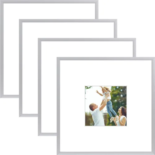 Vista 11 de Golden State Art Portarretratos de 5 x 7 pulgadas con paspartú para fotos de 4 x 6 pulgadas, juego de 4 marcos de aluminio de vidrio real de alta