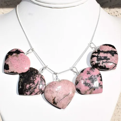 Vista 3 de Zenergy Gems - Collar con dije de corazón, piedras preciosas naturales del Himalaya en forma de corazón + cadena de plata de 20 + corazón de carga