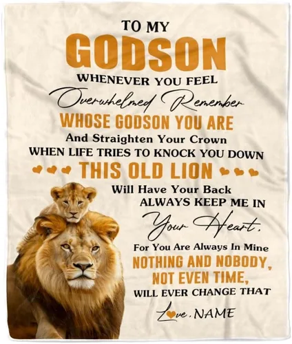 Vista 20 de Manta personalizada con texto en inglés «To My Godson», de Godmother Godmother Wolf Moon, My Love for You is Forever Godson Birthday Christmas
