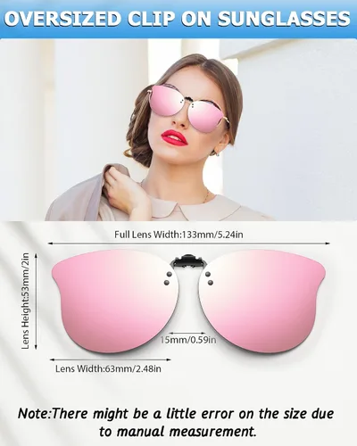 Vista 2 de 3 pares de lentes de sol polarizados con clip de ojo de gato, lentes de sol abatibles, lentes de sol ligeros con clip de metal sin montura para mujer