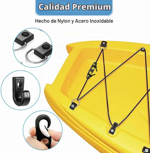 Vista 8 de CLIO Kit de aparejo de cubierta de kayak, cuerda elástica de 8 pies
