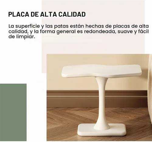Vista 6 de Guyii Mesa auxiliar blanca pequeña para sofá, mesa curvada para sala de estar, dormitorio