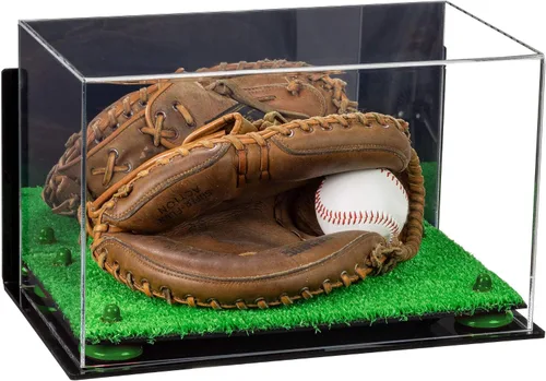 Vista 134 de Better Display Cases Vitrina de guantes de béisbol de acrílico transparente con elevadores negros (A011/V16)