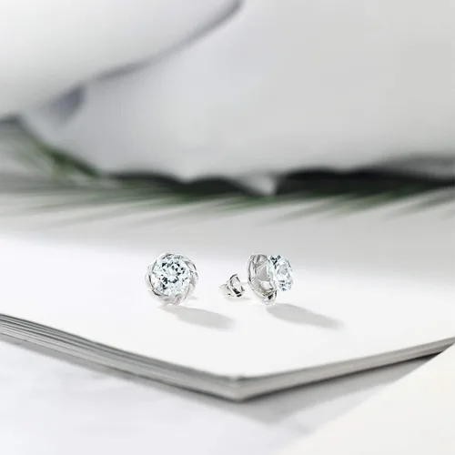 Vista 241 de Gem Stone King Aretes de plata de ley 925 de 0.236 in con piedra natal redonda para mujer