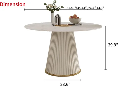 Vista 3 de Mesa de comedor de piedra interizada Simplicity Comedor Cafetería Muebles para el hogar, Mesa de comedor redonda creativa nórdica Mesa auxiliar