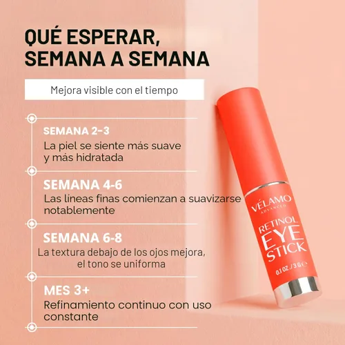 Vista 6 de VELAMO ADVANCED Retinol Eye Stick: bálsamo renovador y reafirmante debajo de los ojos para ojeras, hinchazón, líneas finas y arrugas, esenciales