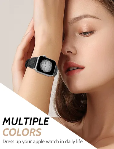 Vista 2 de Minyee - Correa trenzada compatible con Apple Watch de 41 mm, 40 mm, 38 mm, 42 mm, 44 mm, 45 mm, 46 mm, 49 mm, para mujeres, correa Solo Loop