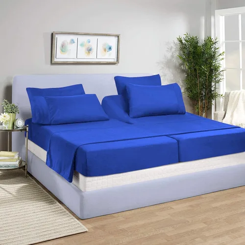 Vista 26 de Juego de sábanas divididas de 5 piezas de 800 hilos para cama ajustable (2 piezas, 1 sábana plana y 2 fundas de almohada) 100% algodón egipcio