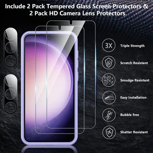 Vista 5 de SPIDERCASE Funda diseñada para Samsung Galaxy S23, [protección contra caídas de grado militar de 10 pies], paquete de 2