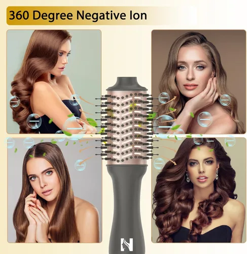 Vista 3 de Nicebay Cepillo secador de pelo, cepillo secador de pelo para mujer, estilo rápido, cepillo de soplado de un solo paso con pantalla