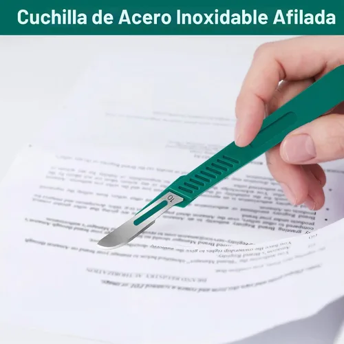 Vista 5 de 10 PCS Cuchillas de Bisturí con Bisturíes #10 Cuchillas Quirúrgicas, Cuchillas Desechables con Cubierta Protectora, Cuchilla