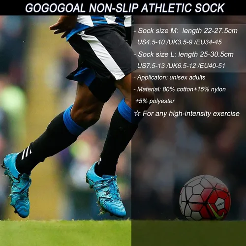Vista 5 de GOGOGOAL Calcetines de fútbol antideslizantes con agarre para hombres y mujeres, calcetines de entrenamiento atléticos antideslizantes, para rugby