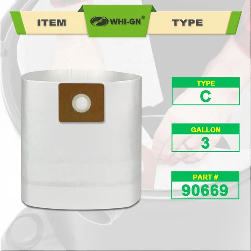 Vista 3 de Paquete de 5 bolsas de vacío Shop Vac de 3 galones – 90669 Bolsas de vacío tipo C, parte # 9066900 9066933
