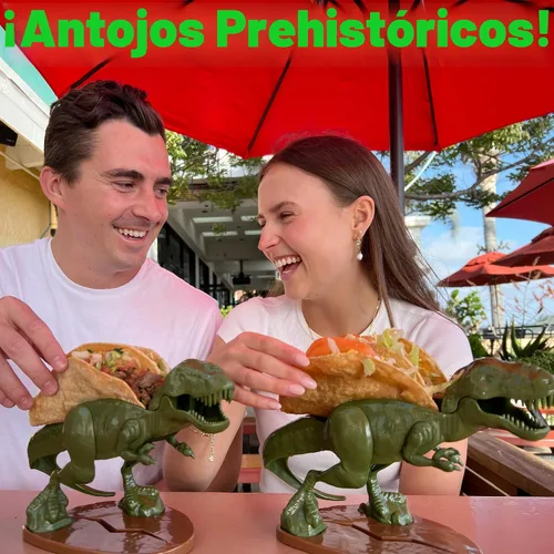 Vista 8 de Funwares Tacosaurus original - Soporte para tacos de dinosaurio, divertido y práctico regalo de elefante blanco, capacidad para 2 tacos