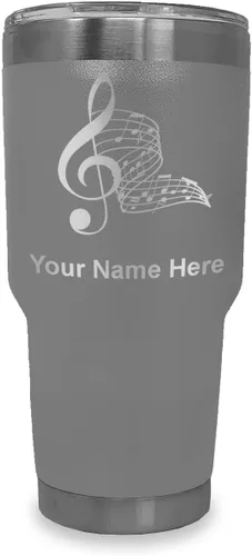 Vista 56 de LaserGram Vaso aislado al vacío de 20 onzas, notas musicales, grabado personalizado incluido (negro)