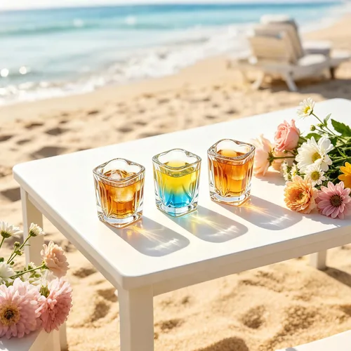 Vista 2 de Valeys Vasos de chupito de 2 oz de base pesada, juegos de 6/Vasos de tequila en forma de corazón transparentes/Vaso de chupito cuadrado/Vaso