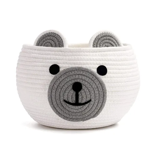 Vista 18 de CherryNow Cesta de cuerda tejida, cestas de oso para regalos vacías, cesta de almacenamiento grande para sala de estar, guardería, cestas