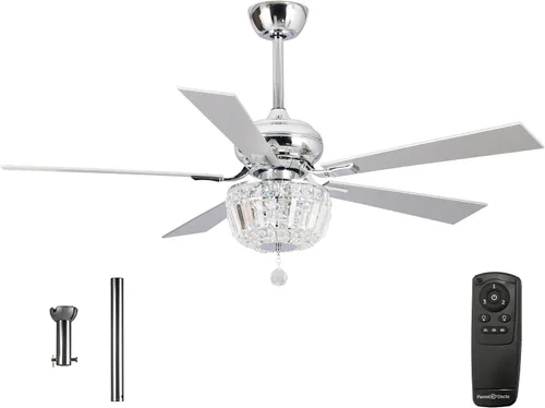 Vista 12 de Ventilador de techo de 52 pulgadas con luz, ventilador de araña de cristal con control remoto Ceiling Fans with Lights for Bedroom Living Room