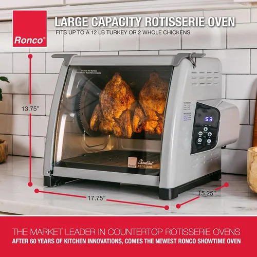 Vista 2 de Ronco Horno asador de encimera digital platino 6000, capacidad de 12 libras El pollo asado se cocina perfectamente, 3 funciones: asador, sear