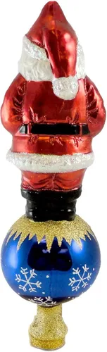 Vista 2 de Old World Christmas Adorno de cristal soplado con parte superior del árbol de Papá Noel para árbol de Navidad, decoración navideña hecha a mano