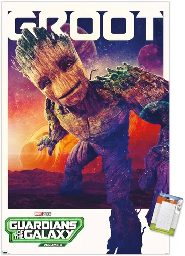 Vista 10 de Trends International Marvel Guardianes de la Galaxia Vol. 3 - Póster de pared Groot One Sheet 22.4L x 14.7W, versión enmarcada de madera de granero