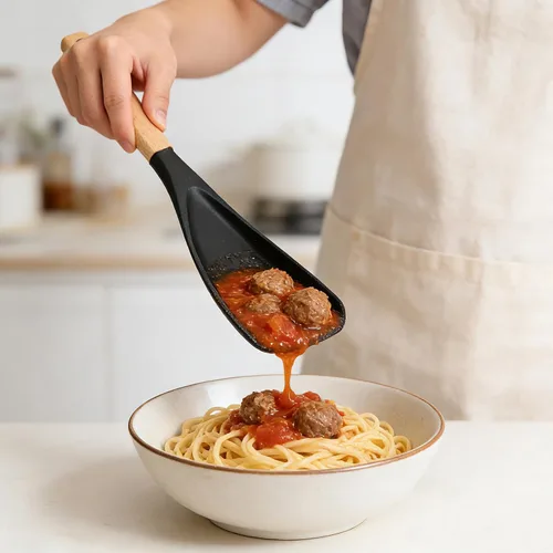Vista 4 de Juego de espátulas de silicona, 3 espátulas de cocina para utensilios de cocina antiadherentes, cuchara multifunción resistente al calor con mango
