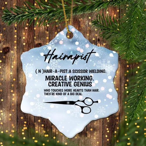 Vista 17 de Hairapist - Adornos de Navidad 2023 Definición de hairapista, decoraciones navideñas para árbol Descripción de la palabra Adornos únicos colgantes