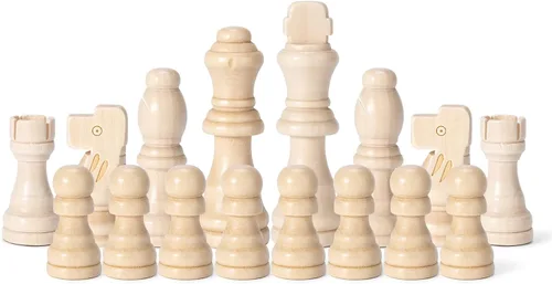 Vista 5 de Solo piezas de ajedrez de madera, 32 piezas de ajedrez de madera Staunton con rey de 3.15 pulgadas, peones de juego de ajedrez para juego de mesa