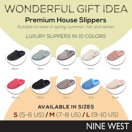 Vista 6 de Nine West Womens Cozy Warm Memory Foam Non Slip Indoor Outdoor Winter House Shoes