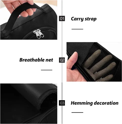 Vista 4 de Impermeable transpirable a prueba de polvo de viaje portátil zapatos con cremallera asa de transporte organizador casa zapatos libre soporte