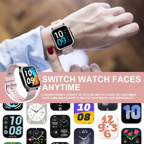 Vista 2 de Reloj inteligente para mujeres y hombres, rastreador de actividad física (respuesta/llamadas de marcado) con podómetro/calorías/frecuencia