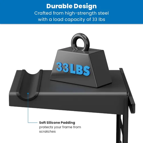 Vista 5 de Mount-It! Soporte de pared para bicicleta con estante y ganchos, soporte horizontal para interiores para garaje, hogar, ahorro de espacio, colgador