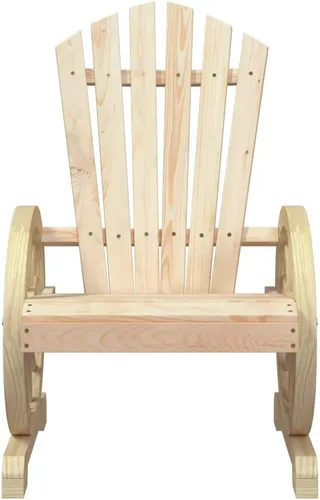 Vista 5 de Garden Adirondack Chair, Natural Solid Fir Wood Outdoor Patio Furniture for Balcony, Classic Rustic Design, Weather-Resistant Seating for Adults