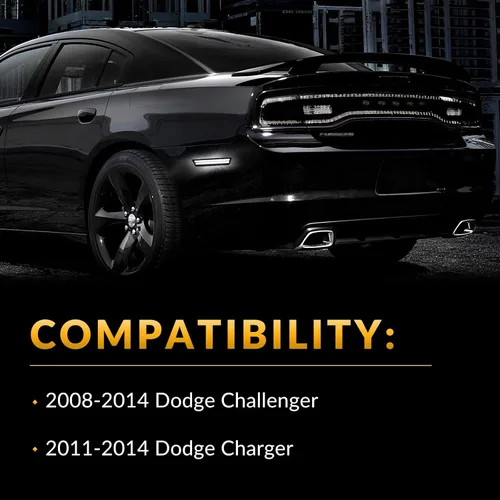 Vista 2 de Luces LED de Marcador Lateral Traseras Blancas Reflectores de Lámpara de Parachoques para Dodge Challenger 2008-14 y Charger 2011-14, 2 Piezas