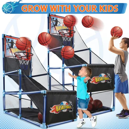 Vista 2 de OCHIDO Juego de baloncesto arcade con 4 pelotas, para niños de 3, 4, 5, 6, 7, 8, 9, 10 años y más, para niños de 3 a 5,6 a 8 años, 8 a 10 años