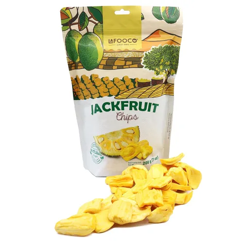 Vista 7 de LAFOOCO Chips de yaca seca, fruta seca al vacío, veganos, bocadillos saludables 100% fruta de jaca vietnam (7 onzas)