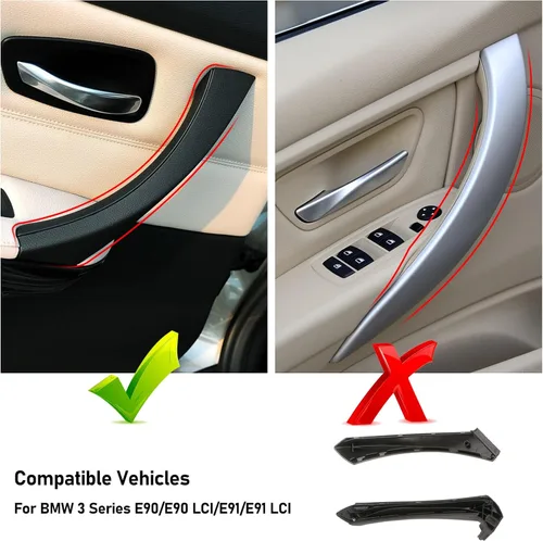 Vista 3 de TTCR-II Compatible con cubierta de manija de puerta BMW Serie 3 2006-2012, parte mitad 1 pieza para E90 E91 Manija de tirador de puerta de reemplazo