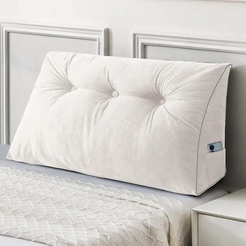 Vista 52 de Sasttie Almohada de Cabecera Queen, Almohada de Cuña de Cabecera para Sentarse en la Cama, Cojín Triangular con Soporte de Respaldo para Leer - Con