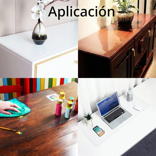 Vista 3 de Protector de mesa transparente de 0.079 pulgadas de grosor, paquete de 2 almohadillas de escritorio de PVC impermeables, 12 x 48 pulgadas, protector